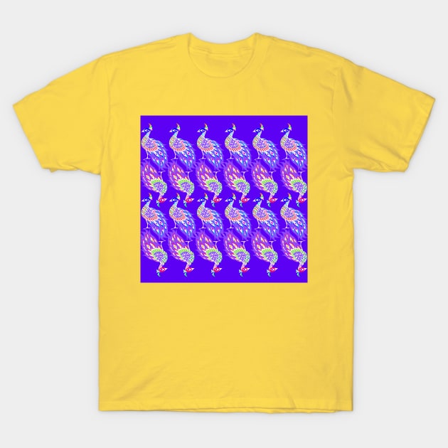 peacock led purple light rainbow ecopop pattern T-Shirt by jorge_lebeau